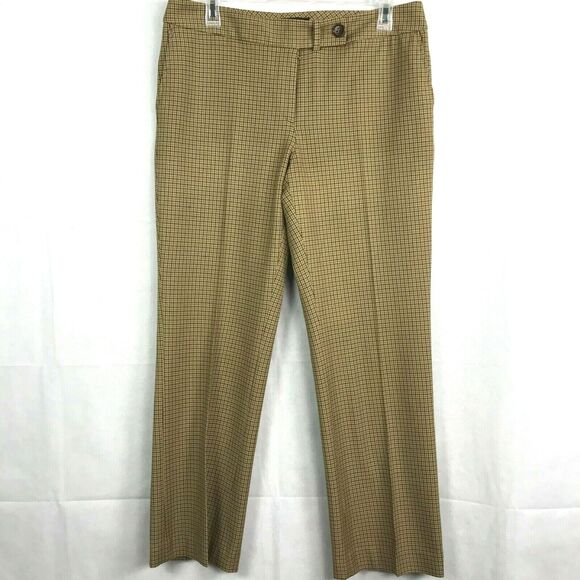 Talbots Pants - Talbots Pants Womens Sz 8P Petite Brown Plaid Signature‎ Boot Cut Stretch Dress
